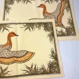 Hermès – Elegant set of 6 placemats and 6 matching napkins – Duck motif – 100% cotton