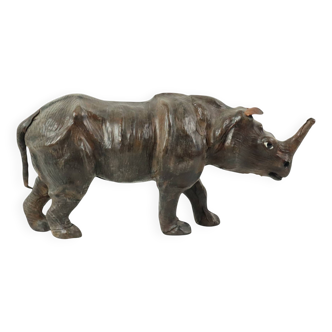 Mid Century Leather Rhino Statue Liberty of London 41cm