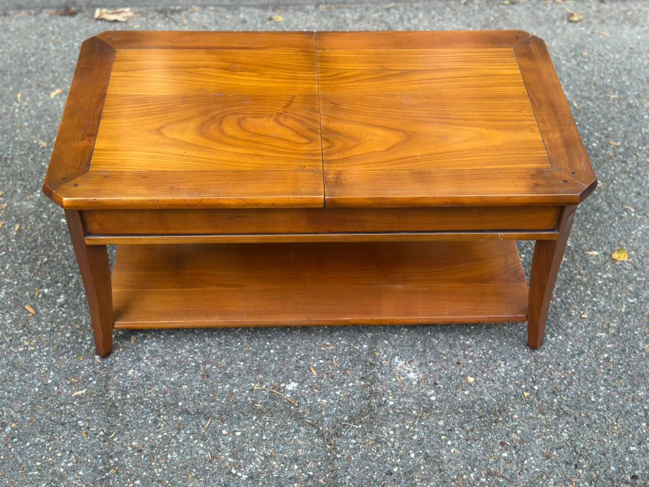 Solid wood bar coffee table DASRAS France sliding top storage 1