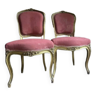 Paire de chaises style Louis XV rose