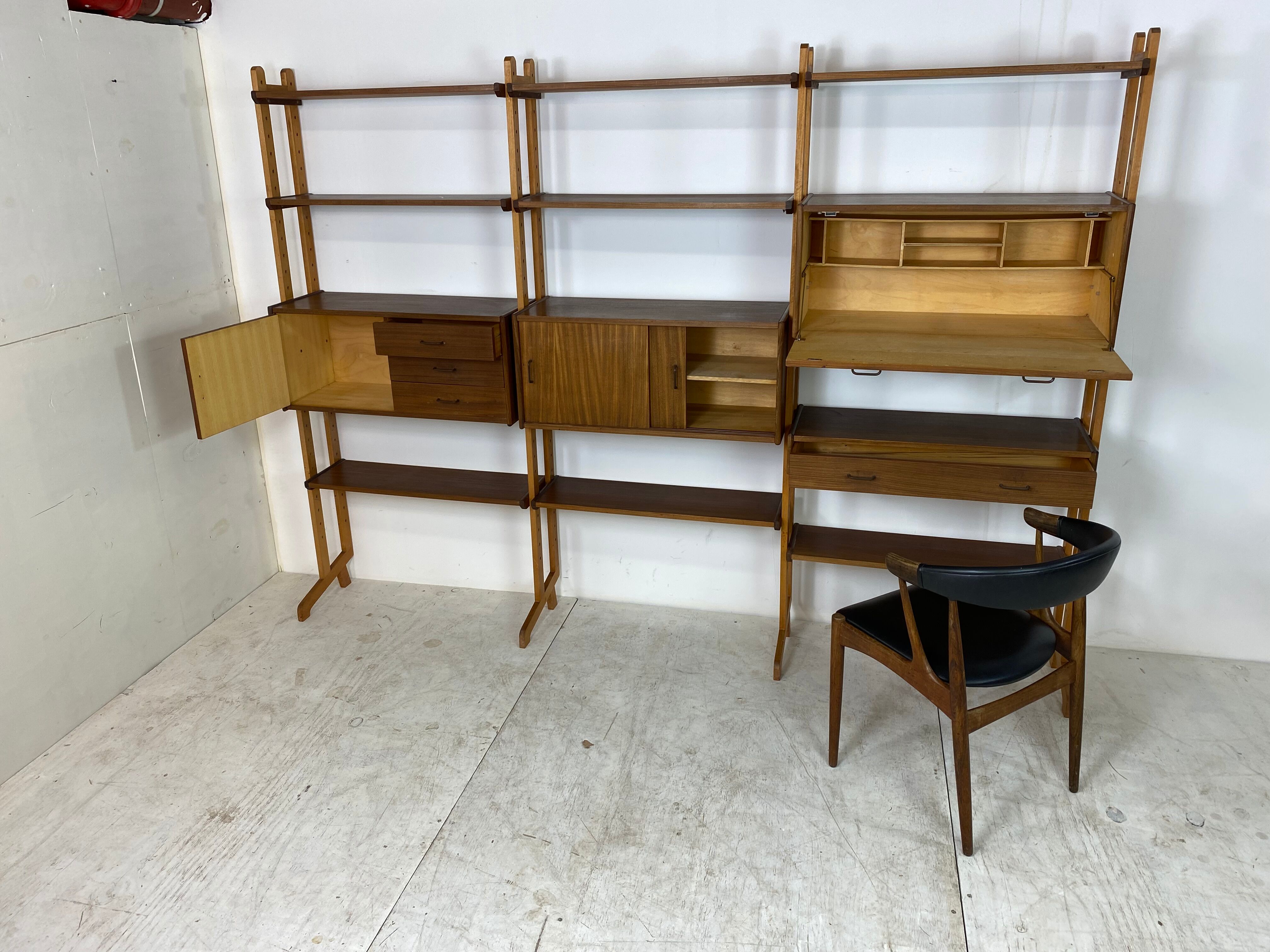 Mid-Century Scandinavian Teak Wall Unit, 1950s