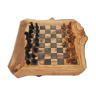 Jeu d'échecs EN bois d'olivier rustique jeu d'échecs fait à la main planche en bois 18 pouces