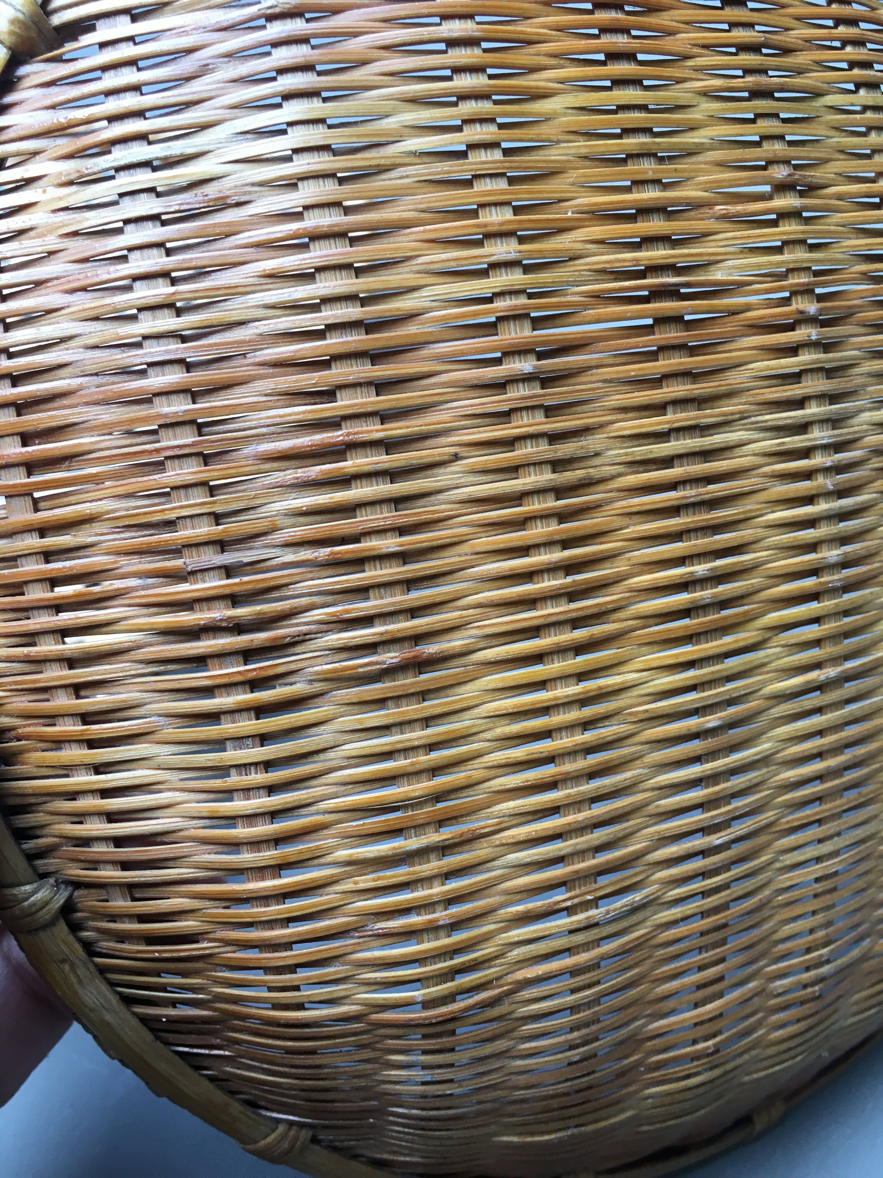 Set of 2 rattan and bamboo baskets