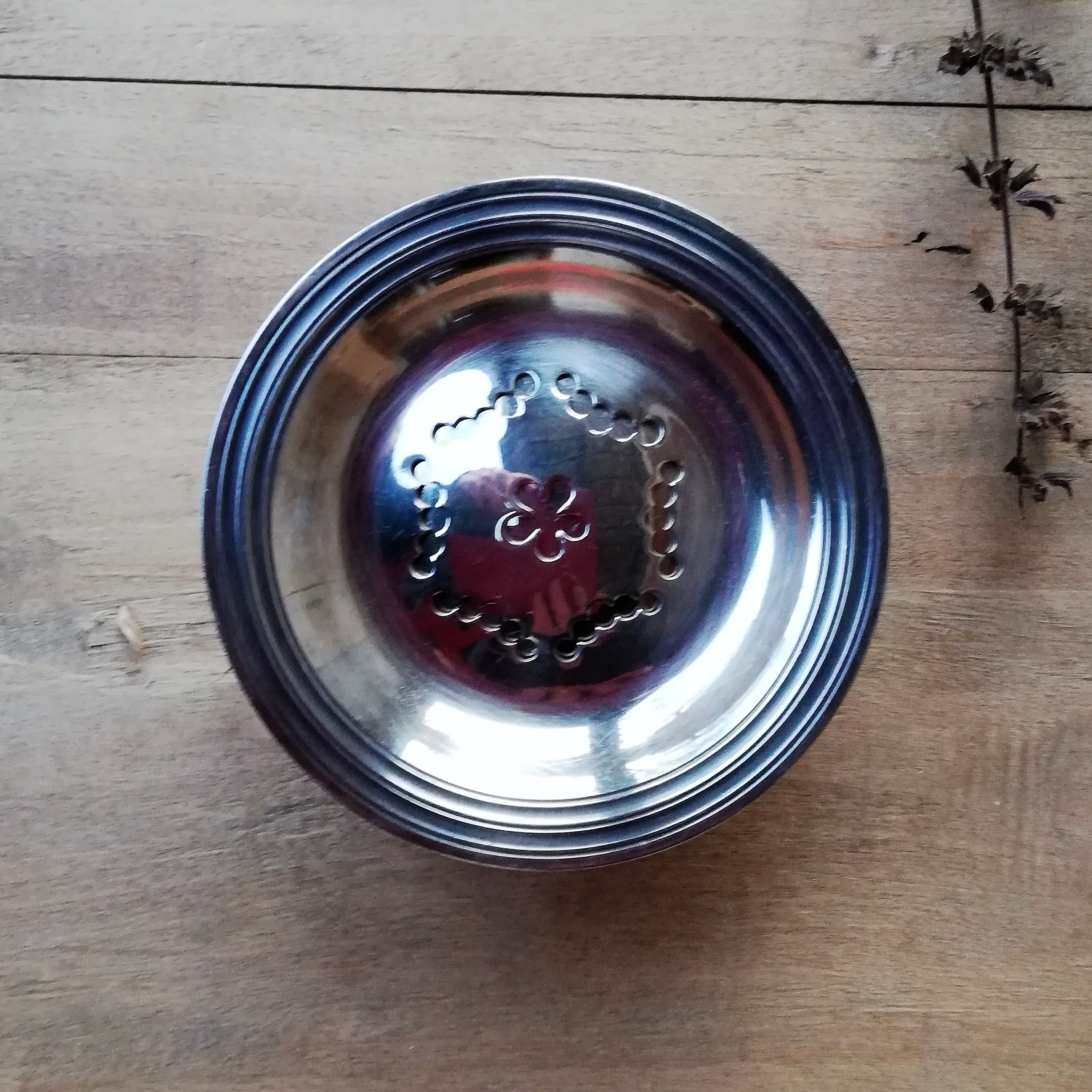 Silver metal butter dish