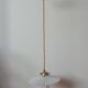 Vintage lampshade pendant light in striped embossed white opaline - circa 1940s