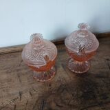 Chiseled Pink Glass Salt and Pepper Shaker Set