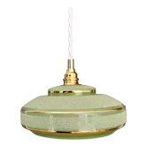 Vintage lampshade pendant lamp in green and gold granite glass