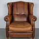 Fauteuil hollandais vintage en cuir cognac