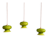 Vintage suspension trio in green opaline, 1960s-70s.
