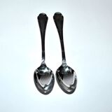 Ercuis set of 2 Trianon silver-plated dessert spoons with crossed ribbon, 15 cm