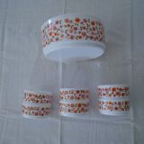 Saladier - t 6 cups scania orange flowers vintage arcopal