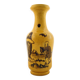 CHINESE HANDMADE YELLOW GLAZED TERRACOTTA VASE, HAND PAINTED