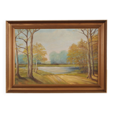 Painting „Two Birch by the Pond”, Scandinavian design, 1970s