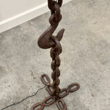 Brutalist cast iron & marine chain links floor lamp, France 1960s.