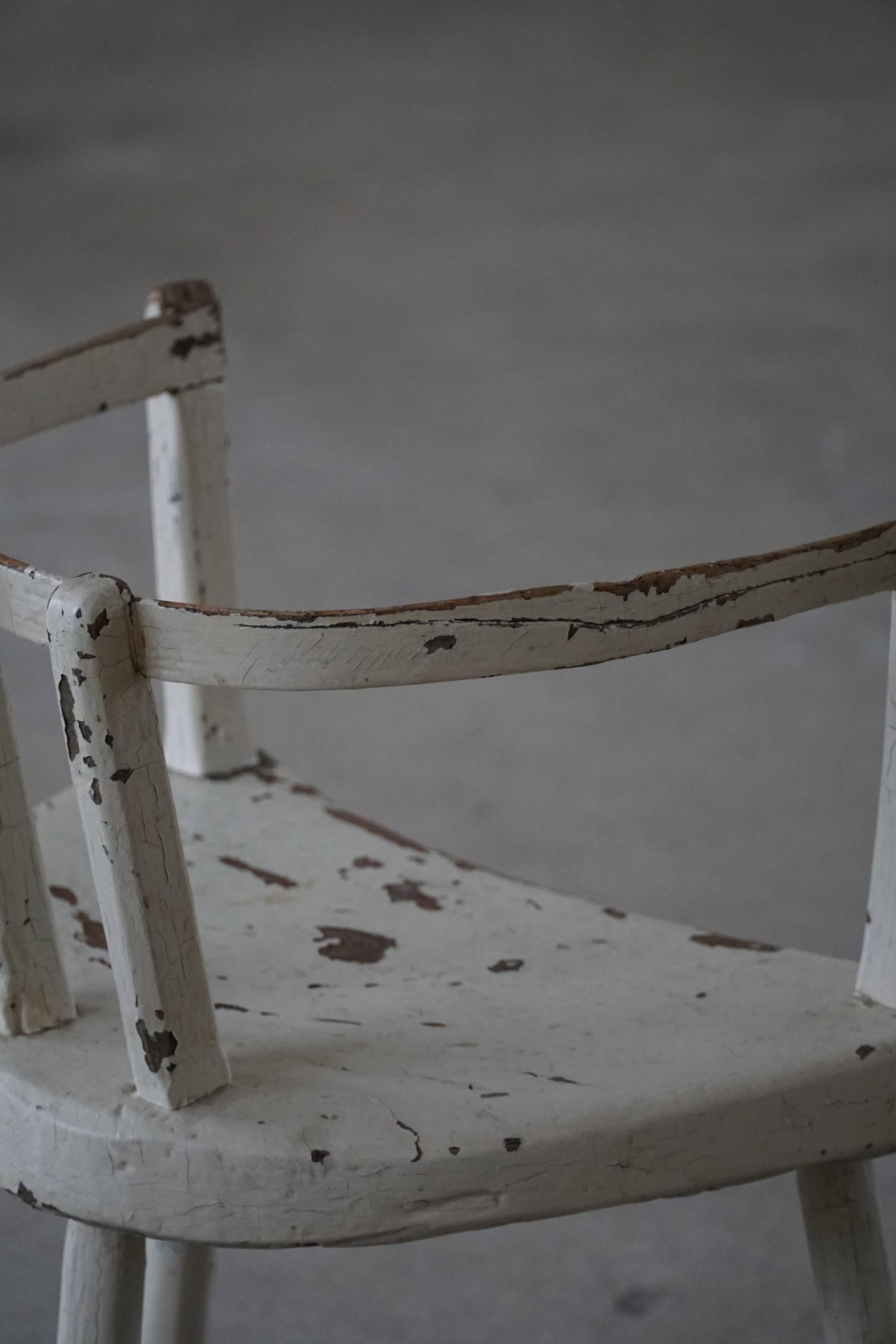 Decorative armchair painted white, Wabi Sabi, early 20th century