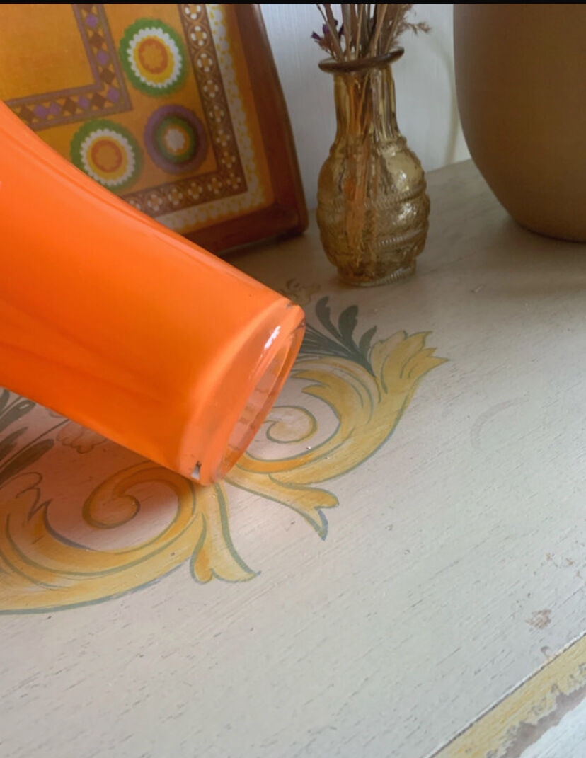 Vintage Opaline Glass Vase Orange - 1970s - Pop Style
