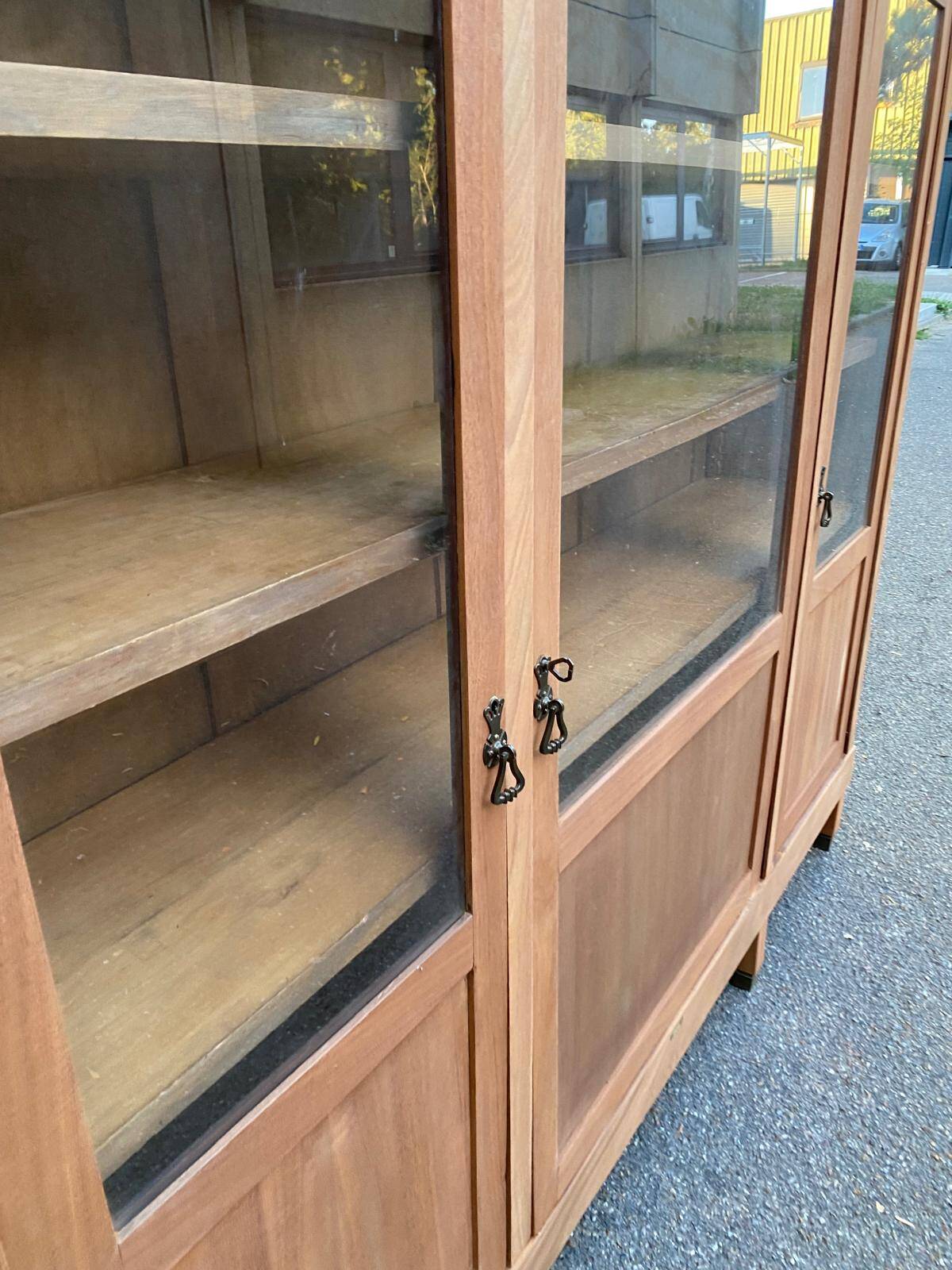 Large Art Deco Display Library stripped in solid mahogany 1930 200cm
