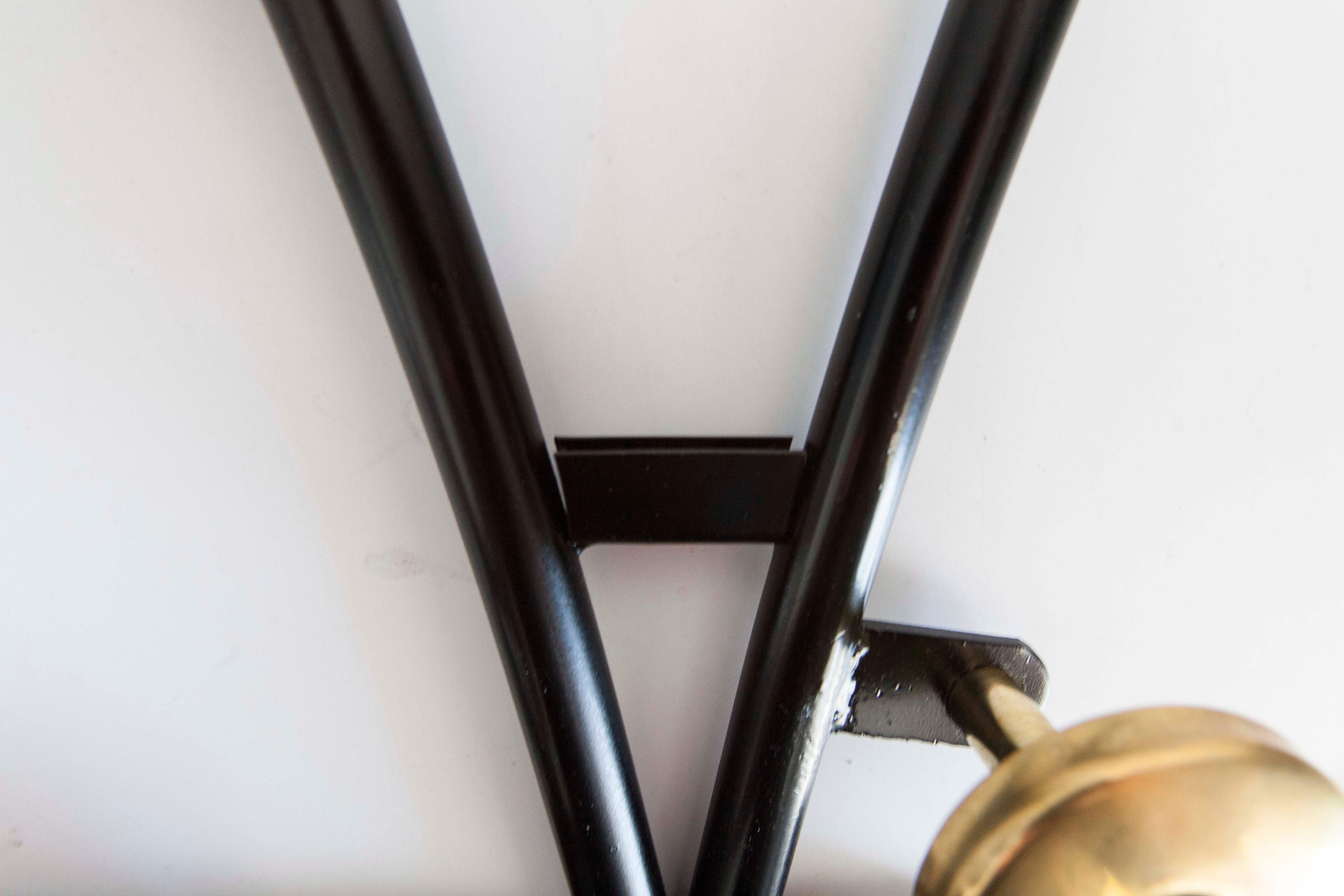 Porte manteau mural 4 patères en laiton avec miroir années 60 restauré