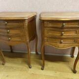 Pair of Louis XV style bedside tables in cherry wood