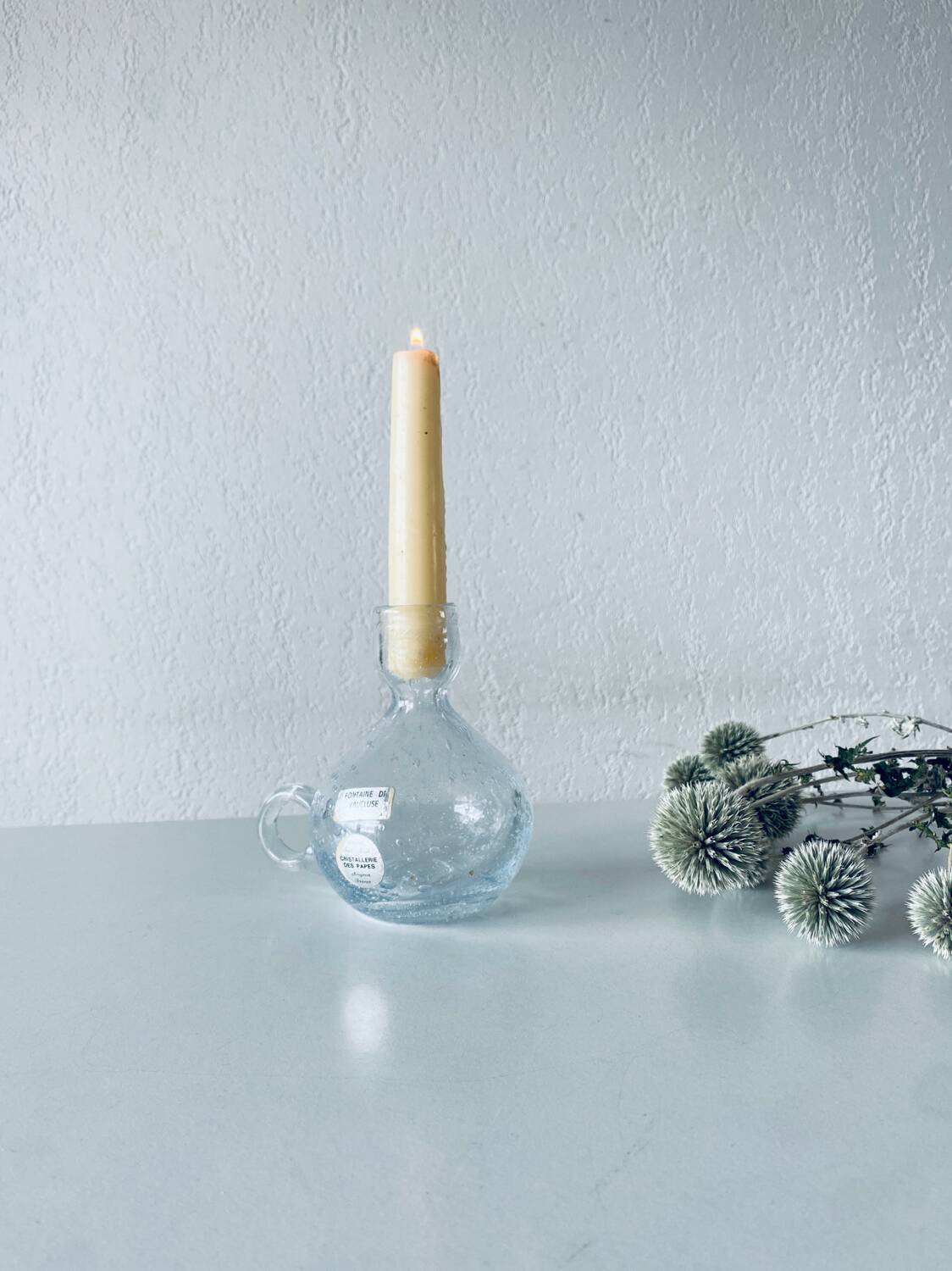 Blown crystal candle holder