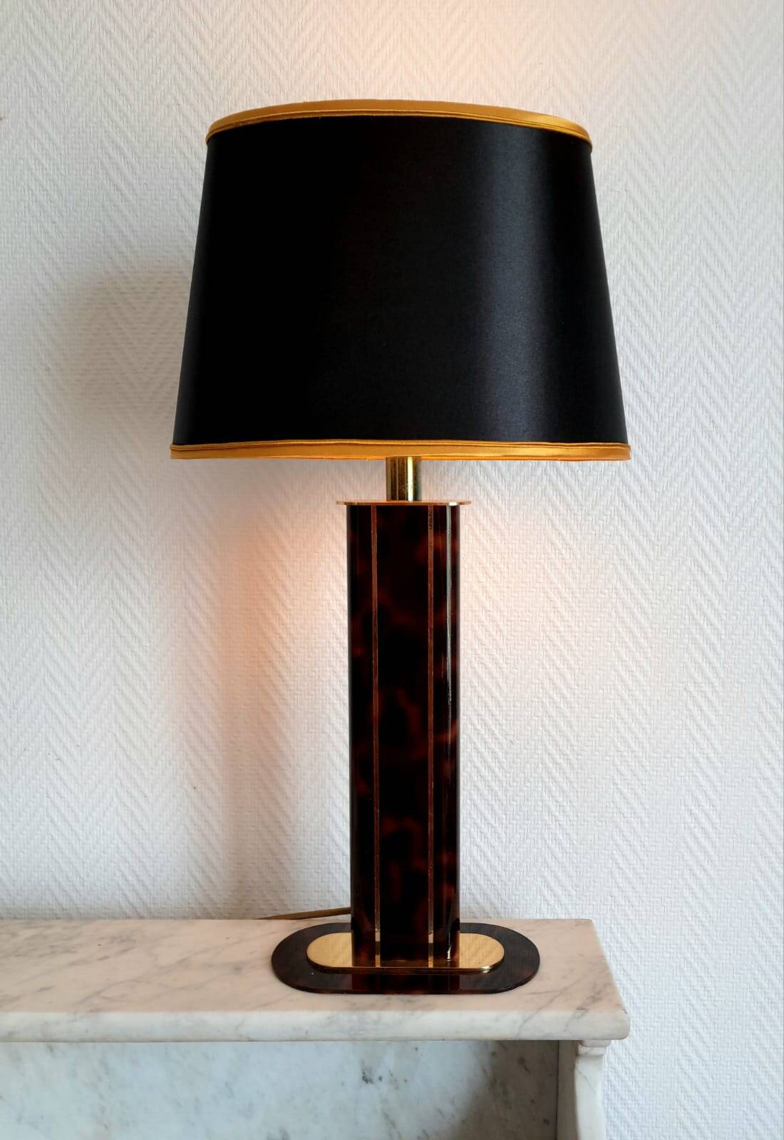 Lampe écaille Hollywood Regency noir et or