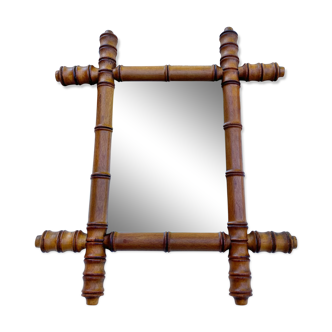 Miroir ancien au mercure bois façon bambou