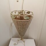 Umbrella holder in metal and wicker decor floral