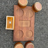 Vintage teak ceramic aperitif serving tray Stylform design