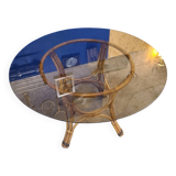 70's smoked glass and rattan table