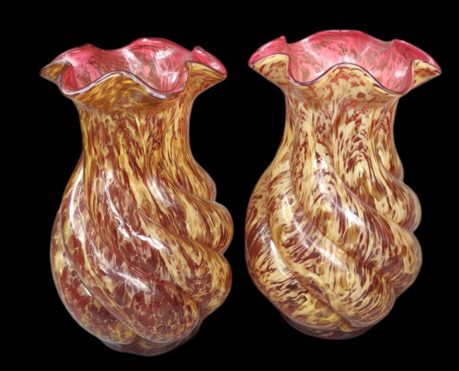 Pair of old large glass vases from Clichy