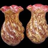 Paire anciens grands vases verre de Clichy