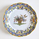Rouen decorative plate with flower basket