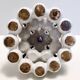 Art deco / etruscan style vintage tulip vase with glazed ceramic amphoras, italy