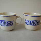 Set of 2 old cups viandox ceramic