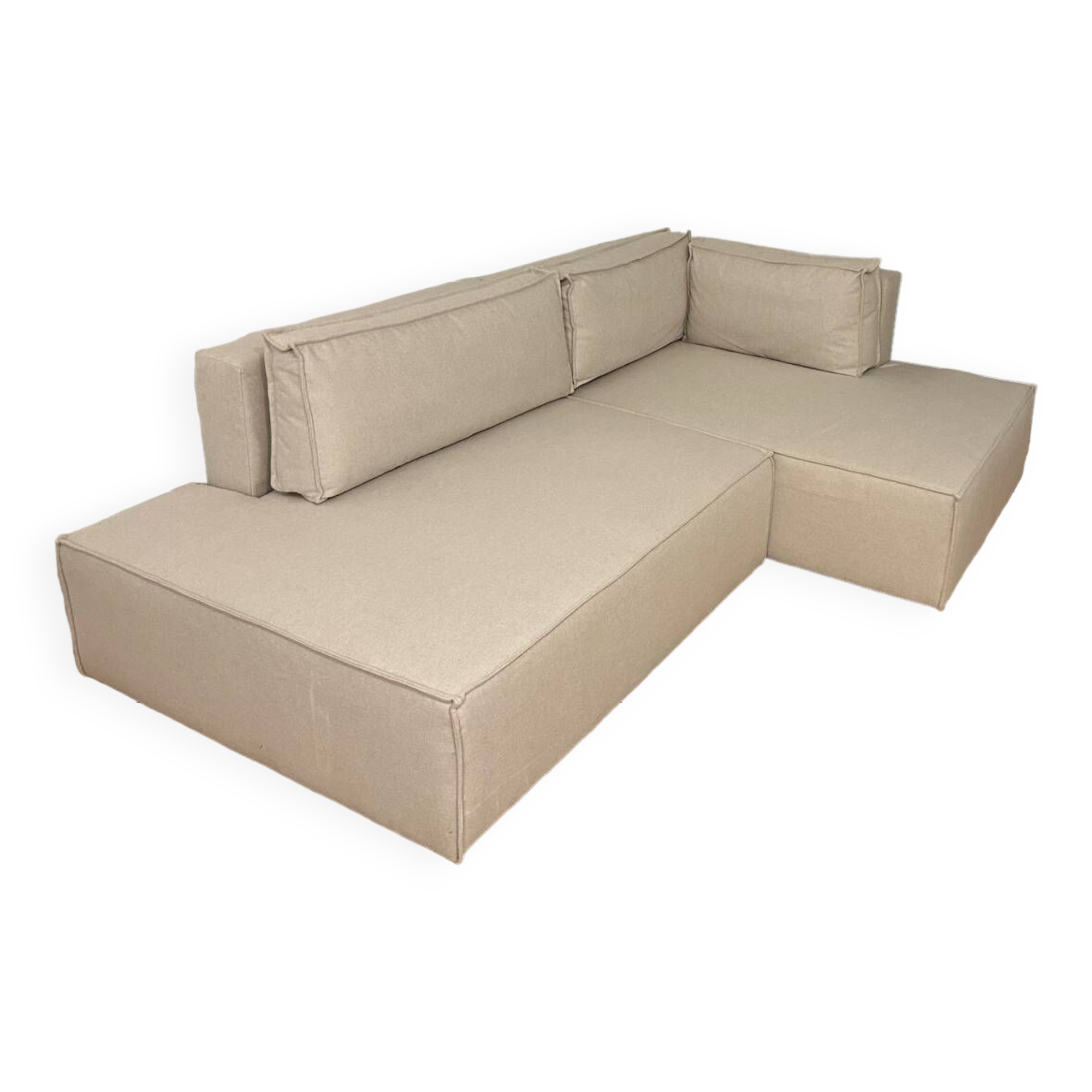 Canapé D'angle Convertible Homifab 3 Places - Beige, Moderne Et Tout Neuf
