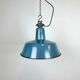 Industrial Blue Enamel Factory Lamp with Cast Iron Top, 1960s