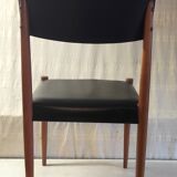 Chaise style scandinave en bois et similicuir - années 60/70