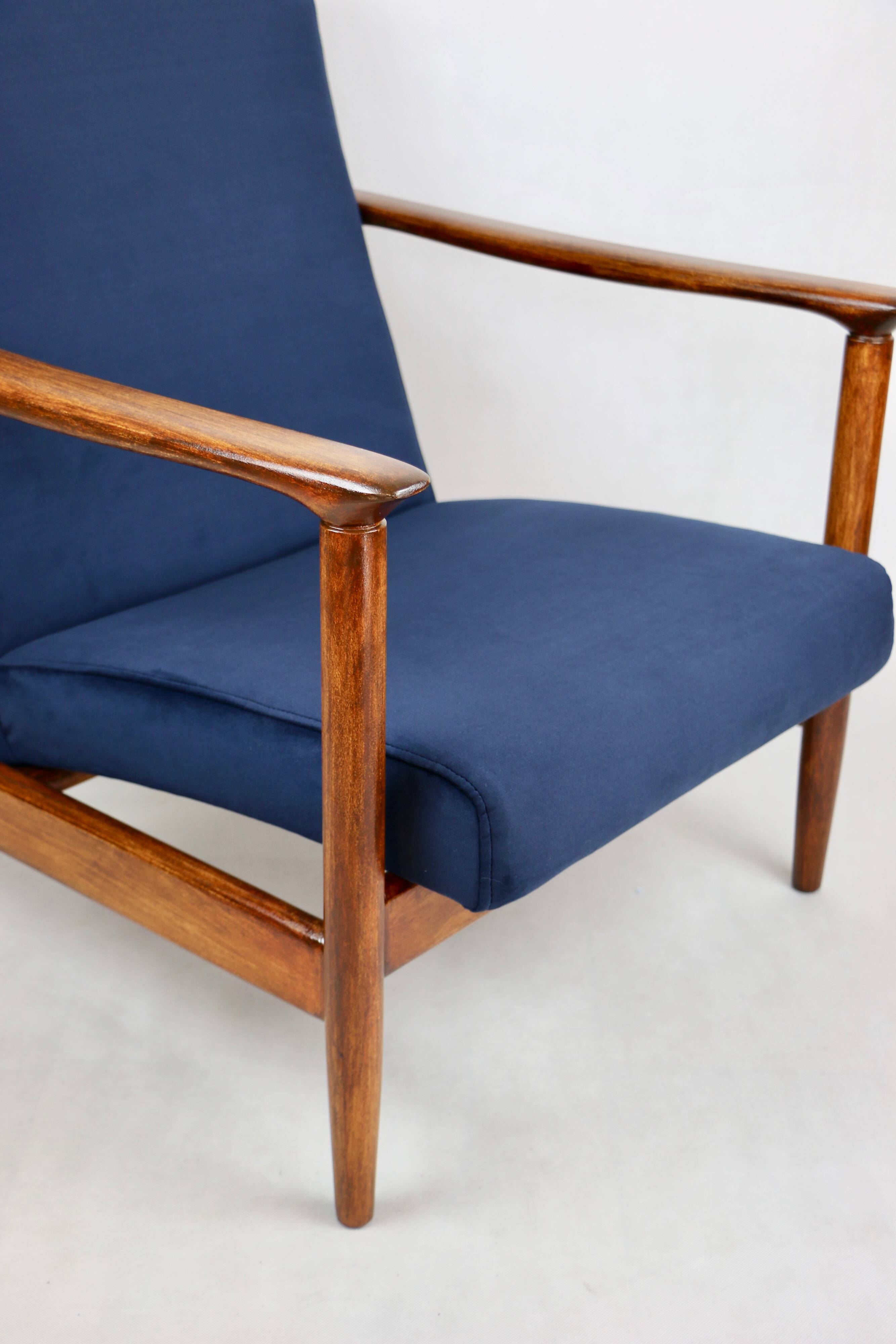 GFM-142 armchair, designed by Edmund Homa from the 70s, navy blue - 2 pieces available