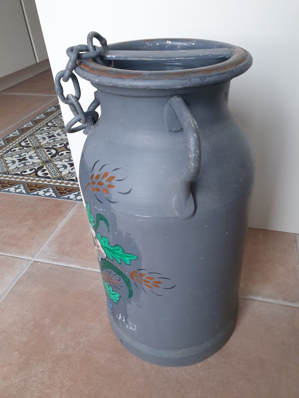 Large old farm milk pot