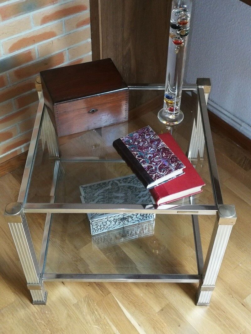 Coffee table beveled glass Pierre Vandel 70s