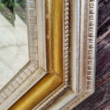 Octagonal mirror wood with frieze of oves, beveled mirror, 20s 66x86cm