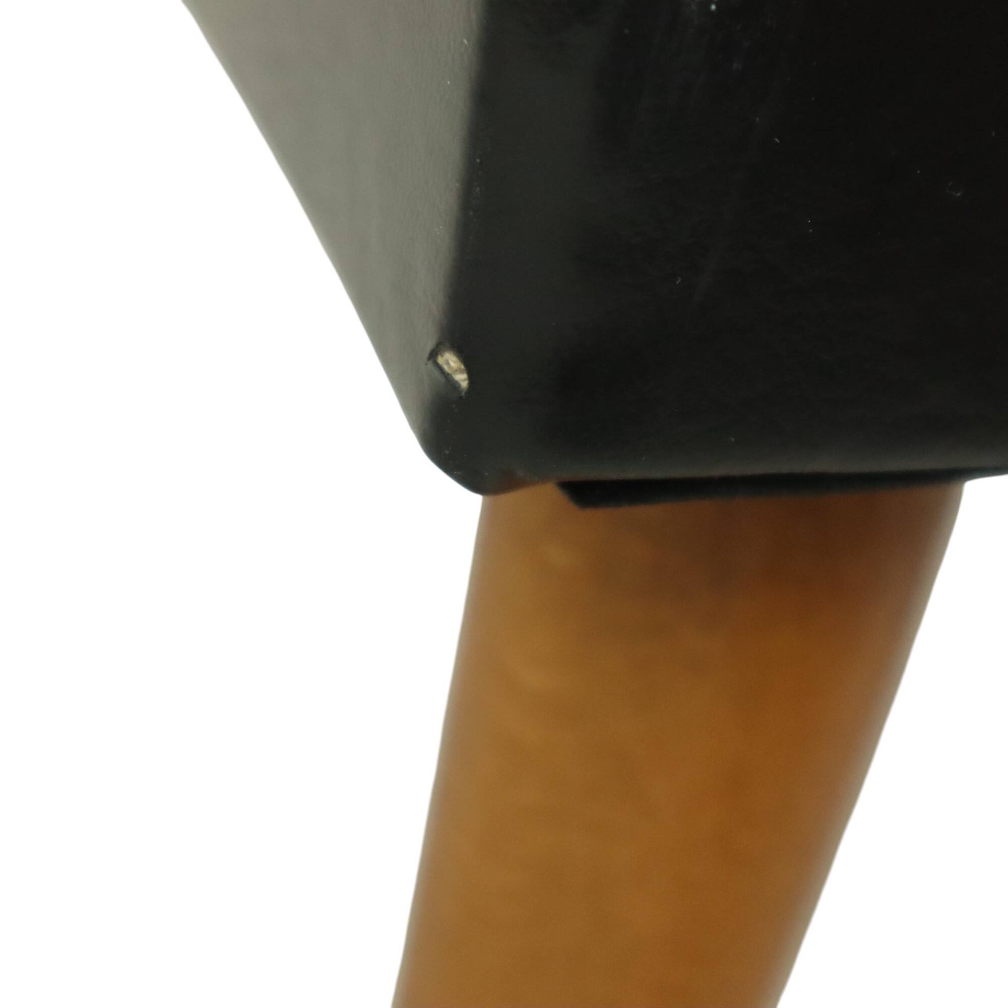 Vintage Black Pouf Conical Legs Chesterfield Style Skai