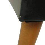 Vintage Black Pouf Conical Legs Chesterfield Style Skai