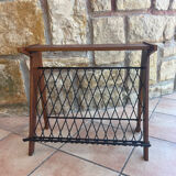 Scandinavian wood and steel magazine rack from the 60s