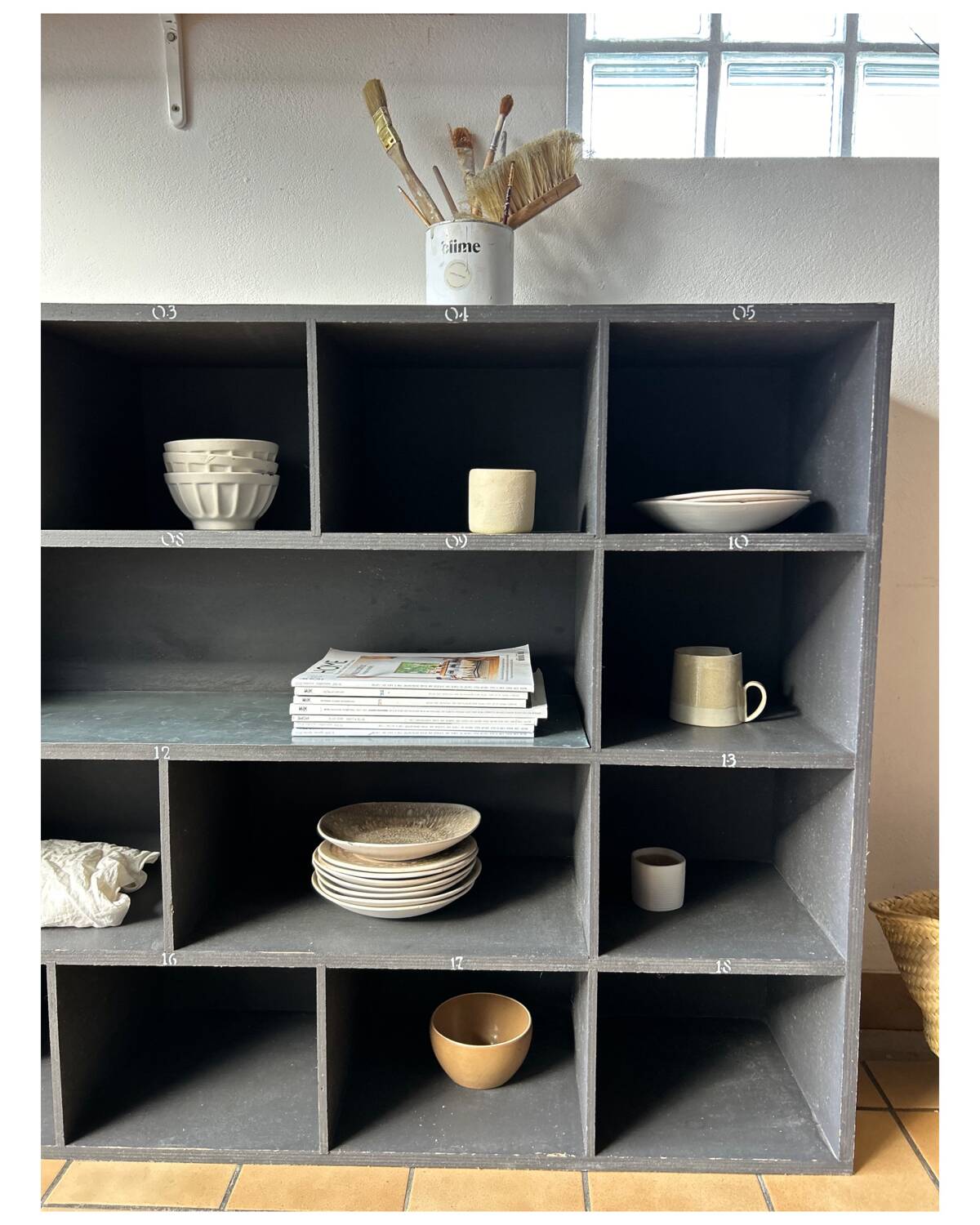 Craft furniture, painted wooden bookcase