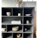Meuble de métier, bibliothèque en bois peint