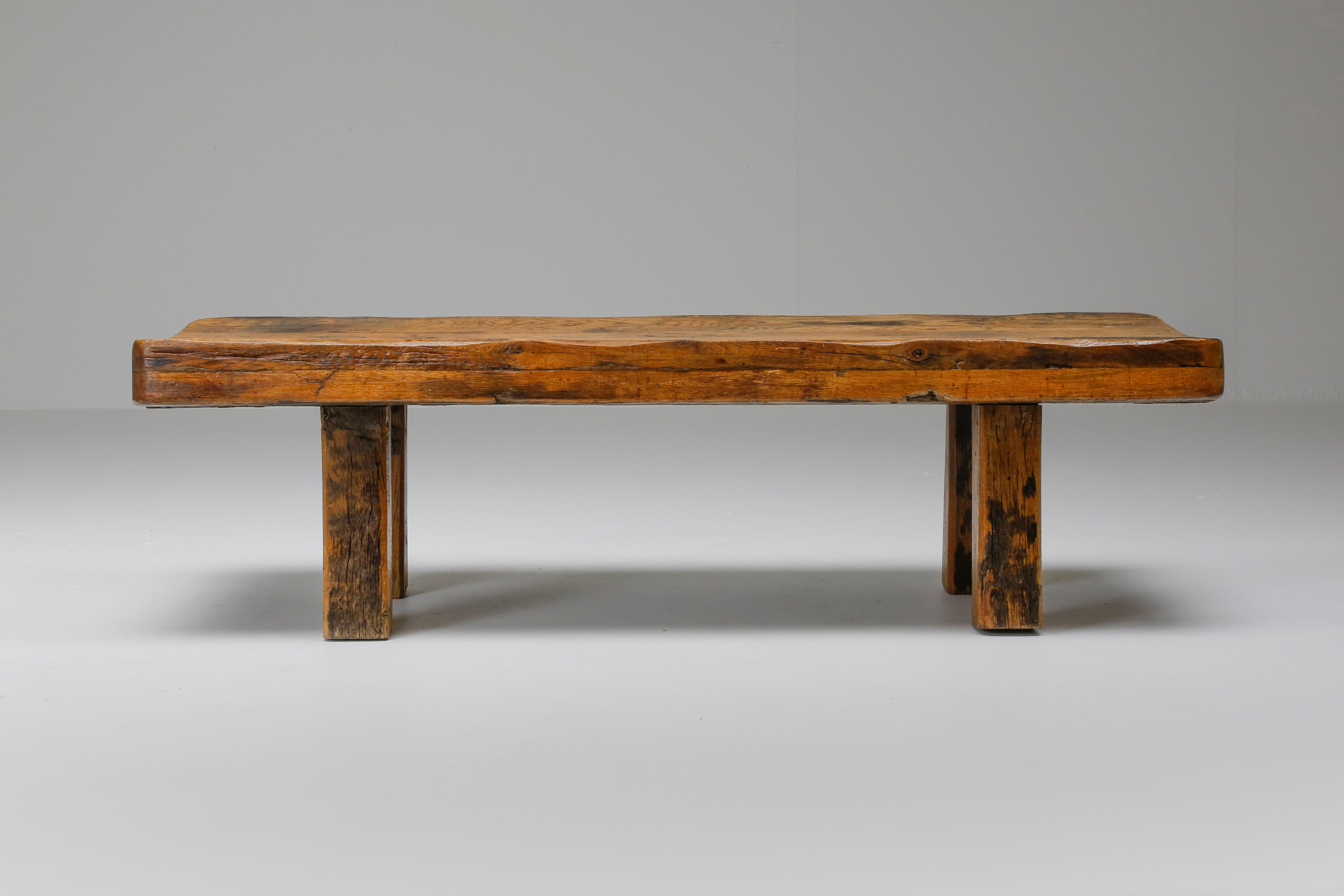 Rustic modern oak coffee table wabi sabi zen - 1960's