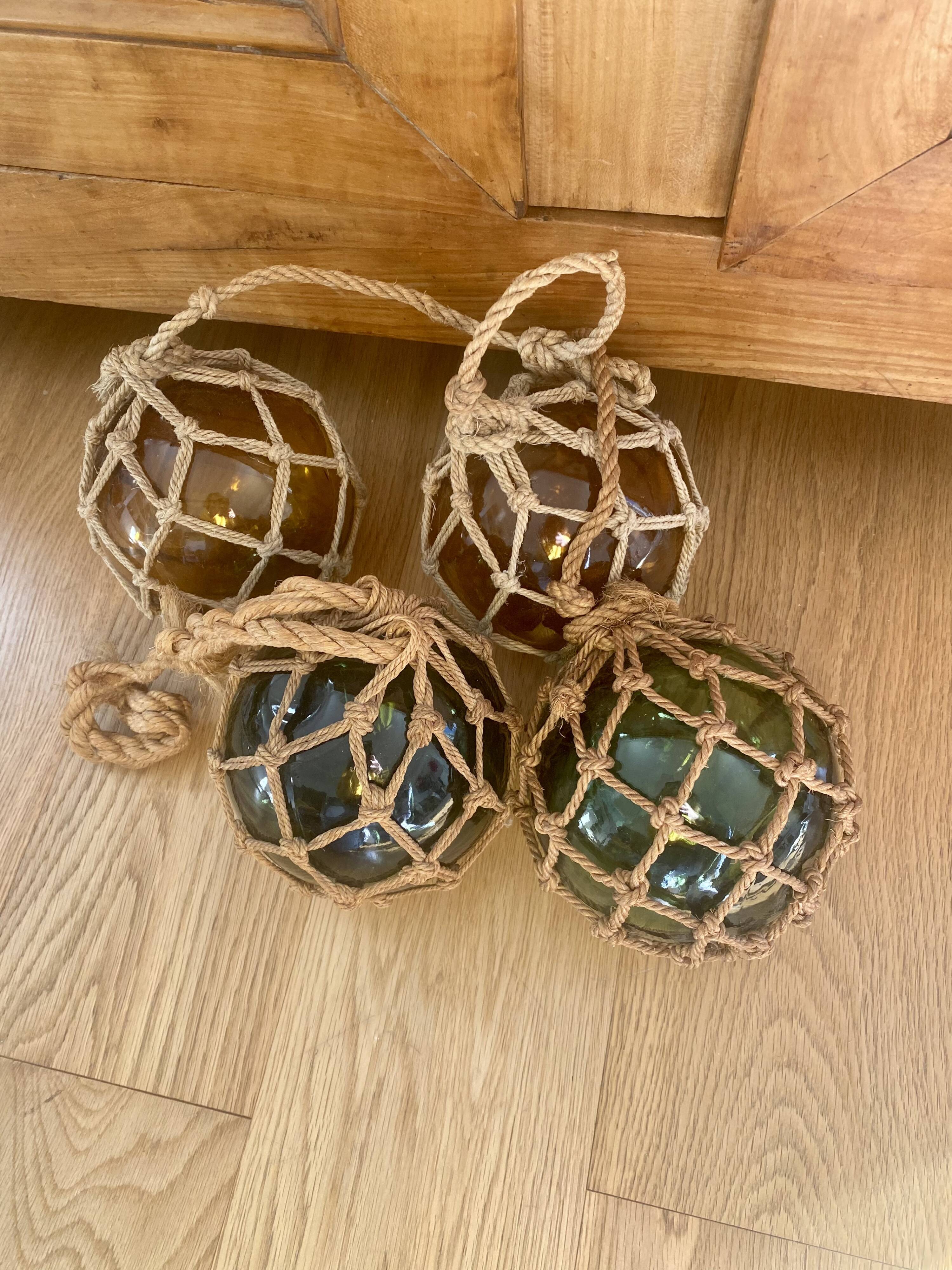 4 vintage fisherman float balls