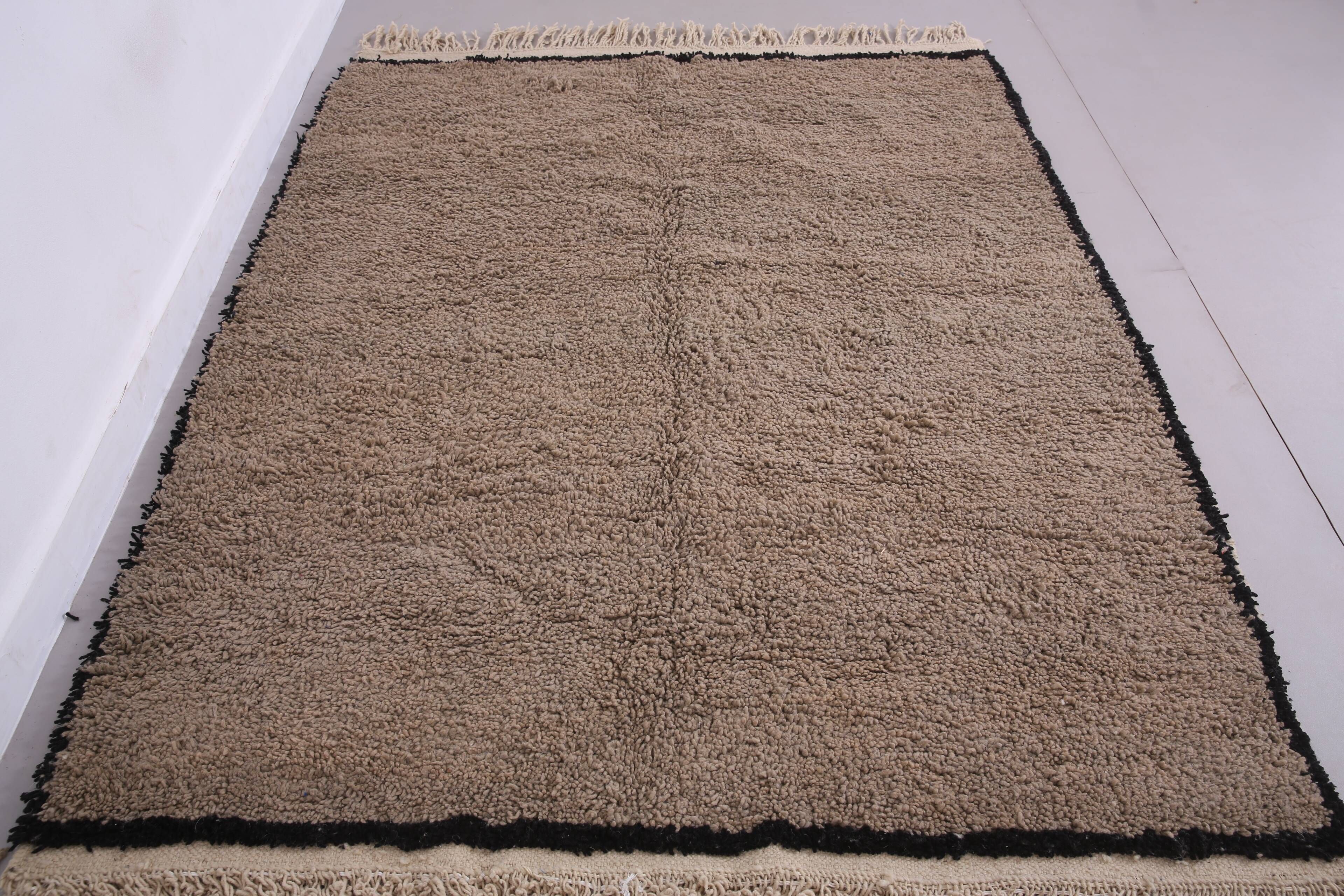 Taupe Handmade Moroccan Rug 177 x 219 cm - Berber Wool Rug - Bohemian Style