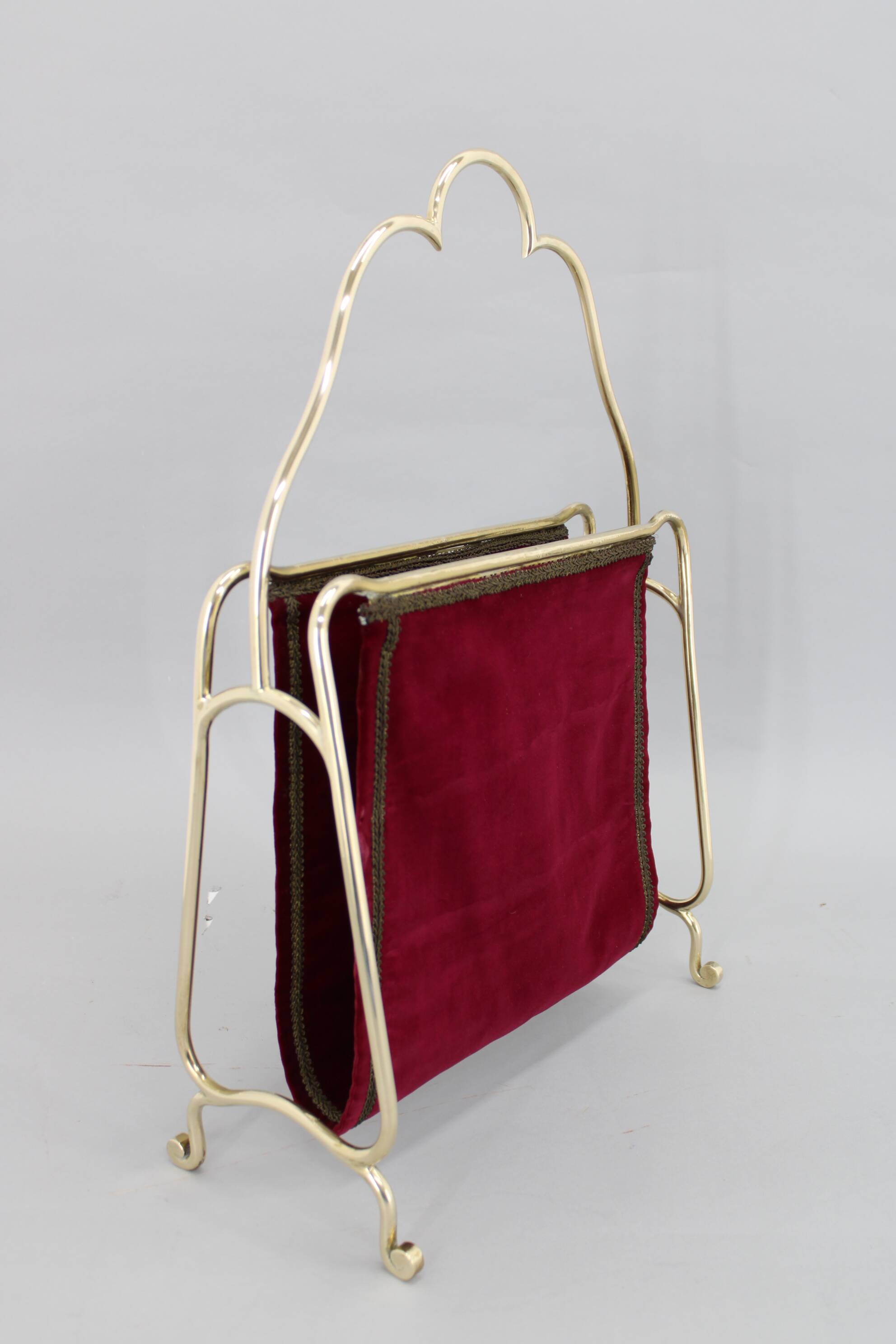 1950s Brass and Fabric Magazine Stand, Italy